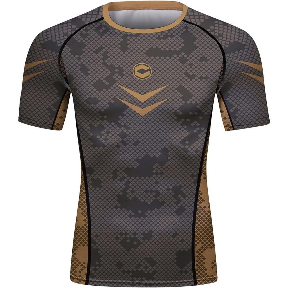 Red Plume Mens 3D Digital Printing Short Sleeve T-Shirt Outdoor Running Yoga Fitness Tight Shirt for Men