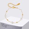 Vnox Sweet Heart Pearl Chains For Women, Stainless Steel Gold Color Bracelet Necklace, Waterproof Lady Accessories