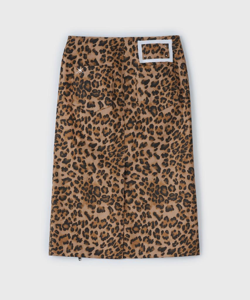 Yunse Zipper Skirt (Brown Leopard)