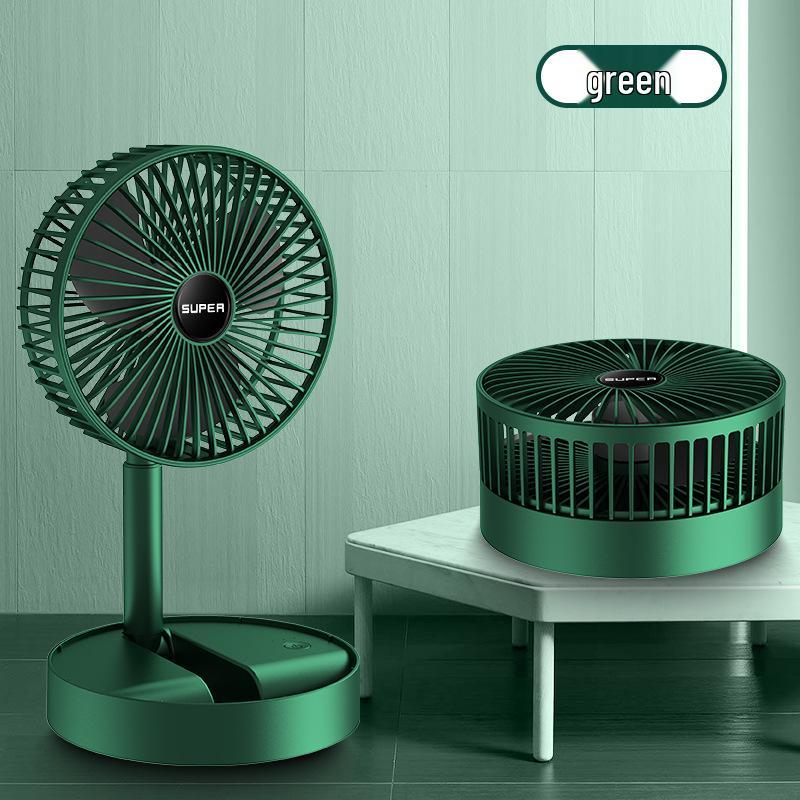 

Rechargeable Portable Telescopic USB Fan: Powerful Multifunctional Desktop Folding Fan Direct Plug зелёный