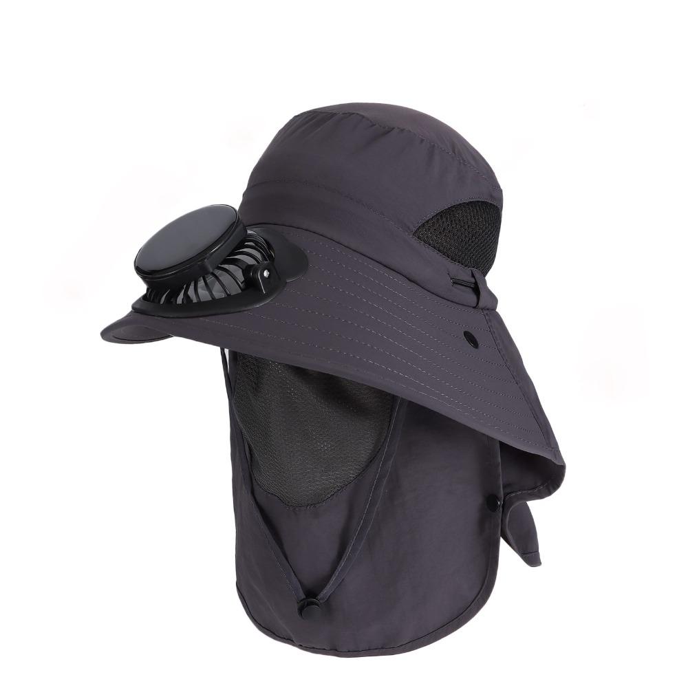 

Жаростойкая кепка от солнца Съемная мужская шляпа Модная кепка с солнечным вентилятором Мужская Женская темно серый