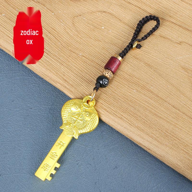 Zwölf Tierkreiszeichen Goldener Schlüssel Wächter Schlüsselanhänger Anhänger (Kupfer) - Auto Schlüsselanhänger Anhänger
