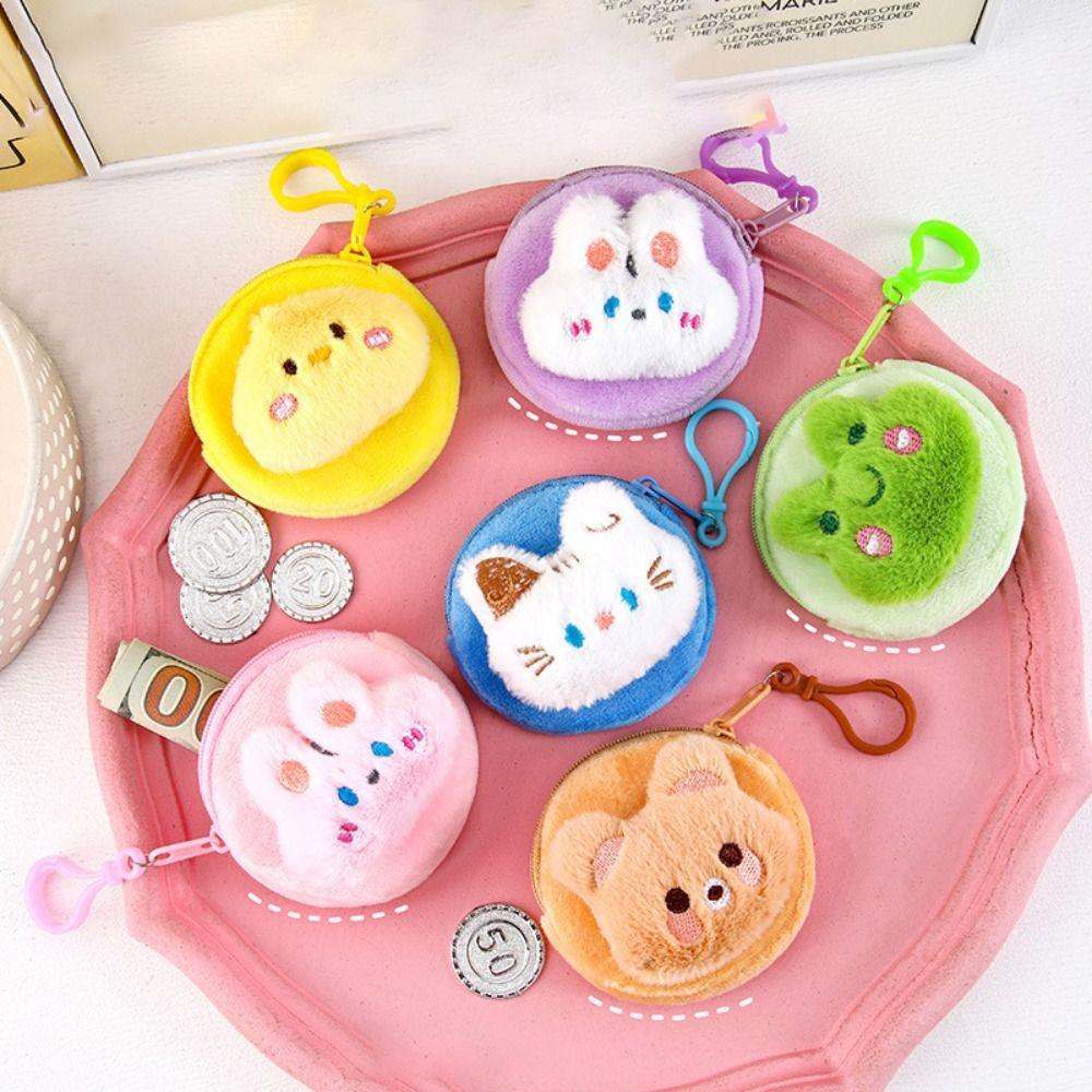 Soft Animal Cartoon Plush Coin Purse Cute Headphone Bag Durable Lipstick Storage Bag  Student