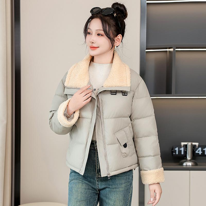 Women’s Short Lamb Wool Lapel  Winter Jacket