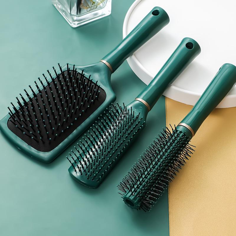 Dark Green Elastic Paint Airbag Massage Comb with Negative Ions for Smooth and Curly Hair