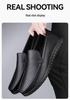 Men's Large Size Genuine Leather Casual Shoes - Non-Slip Thick Sole, Wear-Resistant, Ideal for Middle-Aged Wearers.