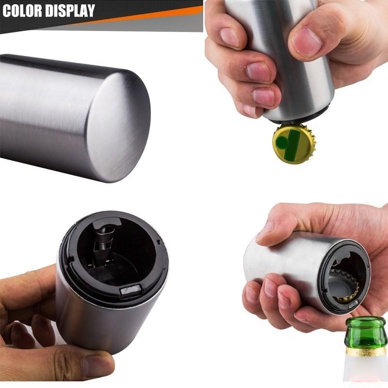 Stainless Steel Automatic Push Down Bottle Opener Soda Cap Opening Durable for Bar Home KTV