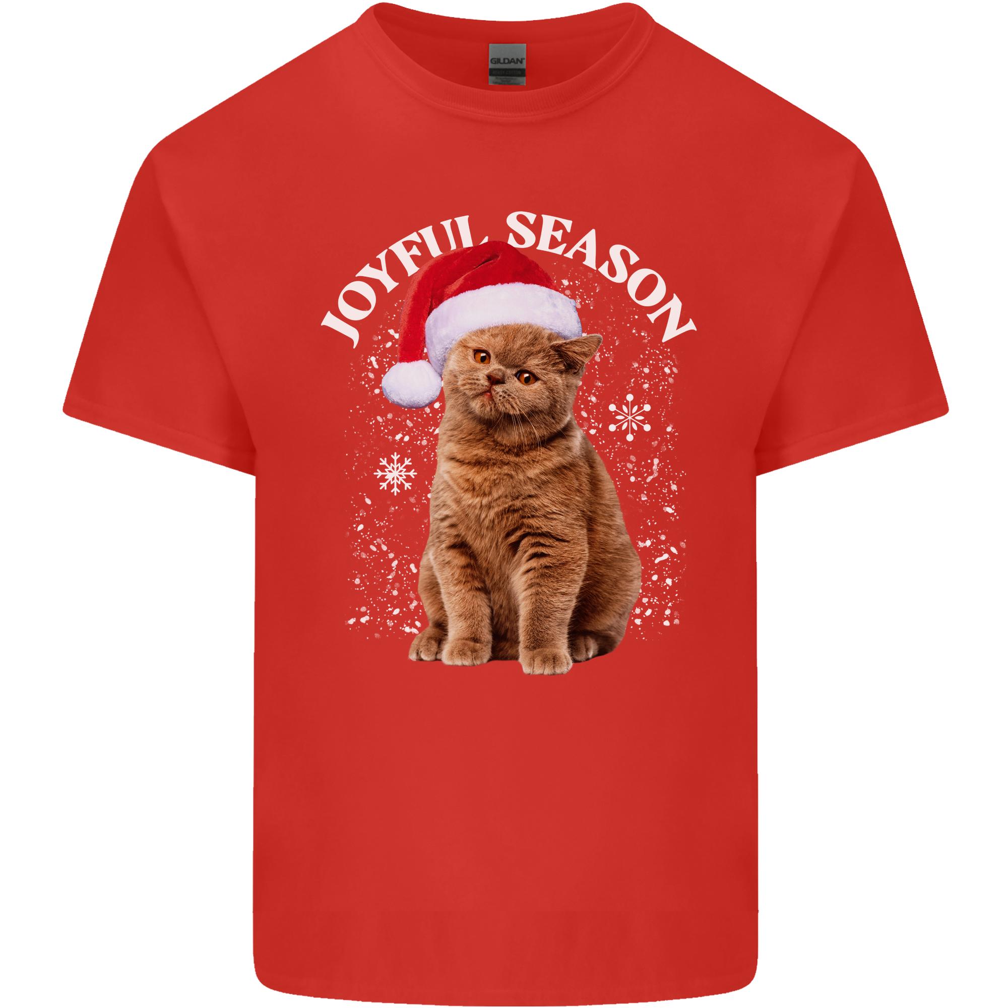 Joyful Season Christmas Funny Cat Xmas Unisexs Light Cotton TShirt S