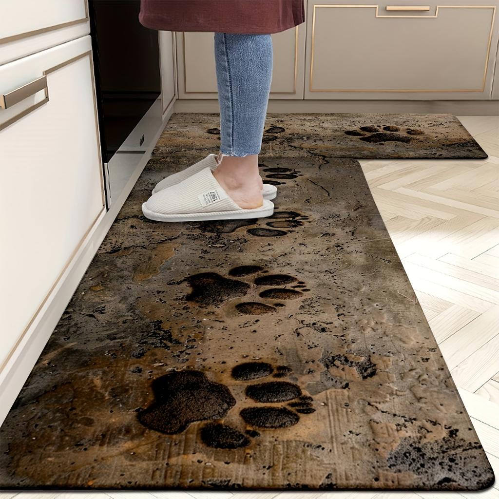 1 tapis de sol moderne en polyester, motif pattes de chien, antidérapant, coloré, pour la cuisine, la salle de bain, la chambre à coucher, le salon