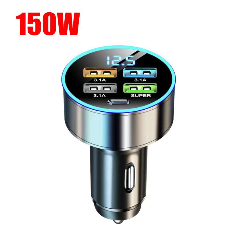 4 Port Usb Autolader Type C Pd 150 W Snel Opladen Adapter Voor Huawei Oppo Oneplus Iphone 14 Pro max 13 12 11 Mini Xs Xiaomi