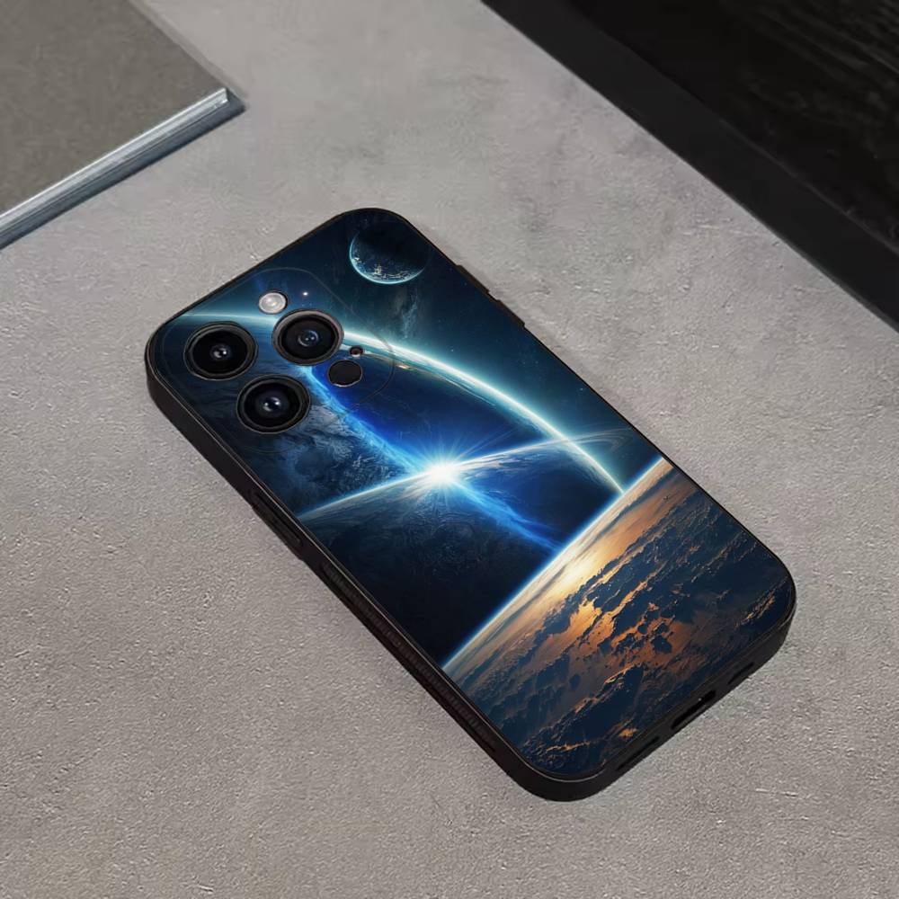 Saturn Solar system Phone Case For iPhone 17,16,15,14,13,12,11 Plus,Pro Max,XS,X,XR,SE,Mini,8,7,Soft Silicone Black Cover
