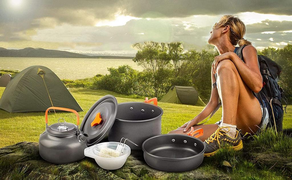 TRAVELER tourist set, kettle, pot, frying pan