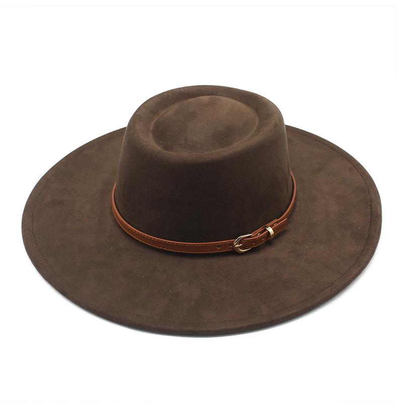 French Style Elegant Dome Hat, Cross-Border New Suede Wide Brim Jazz Hat, Unisex Autumn Winter Fashion Felt Hat