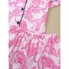 Casual Pink Leopard Print Pajama Set for Women Lapel Short-sleeved Top and Baggy Shorts Loungewear for Women