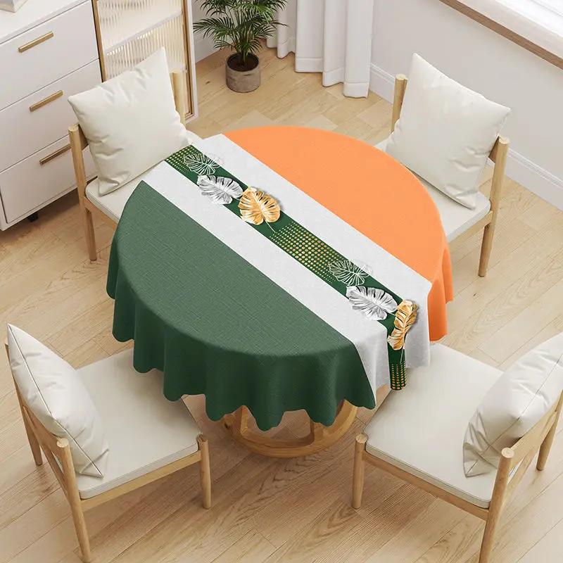 Round Coffee Tablecloth Waterproof Oil Resistant Washable PVC Tablecover Erasable Scald Resistant Minimalist Household Table Mat