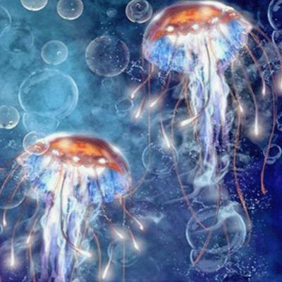Haft diamentowy Śliczne meduzy 5d Diamentowe malowanie Pełne okrągłe cyrkonie