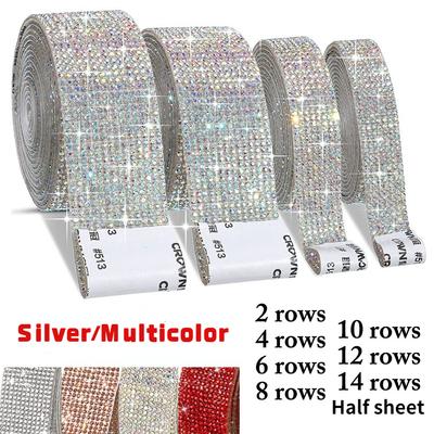 Selbstklebender Kristall-Strass-Diamantband-DIY-Dekorationsaufkleber mit 2-mm-Strasssteinen für Kunsthandwerk, DIY-Autotelefondekoration