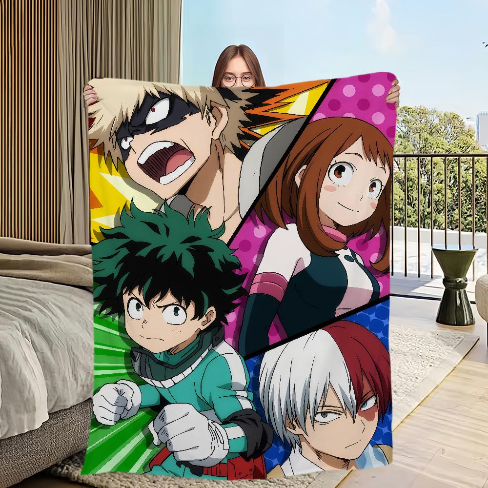 Anime Cool Blanket Flannel Warm Comfort My H-hero A-academia Soft Plush Blanket for Sofa Living Room Office Bedroom Travel Gift