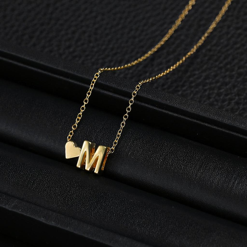 Trendy Heart-Shaped Alphabet Pendant Necklace
