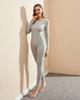 Warm Cold Weather Top and Bottom Fleece Lining Light Gray Weight and Bottom Size (Lapasa) Innerwear, Underwear, Women's Set, [2-3. (2)_Medium (Top