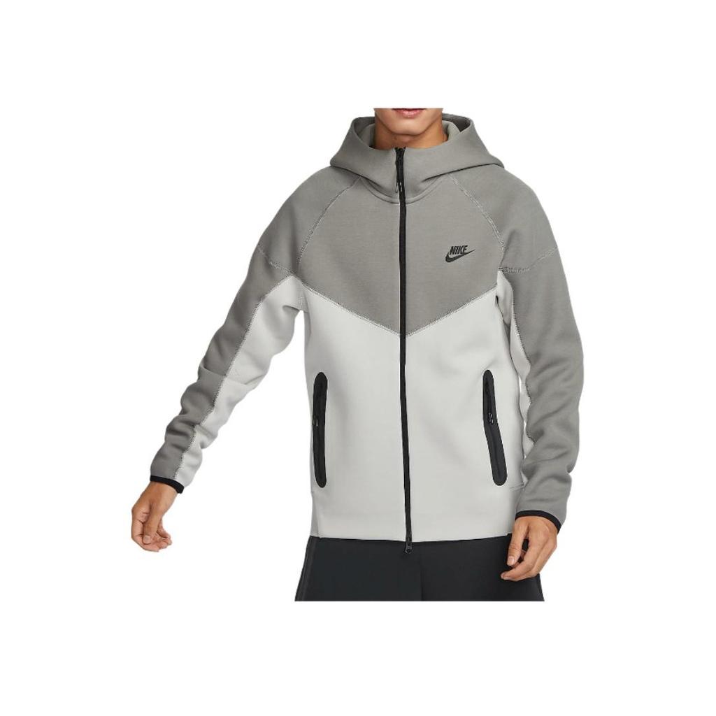 Nike Sportswear Tech Fleece Windrunner Comfortable Full-Zip Long Sleeve Jacket Men Jackets Light-Iron-Ore Cool-Grey Black FB7922-014