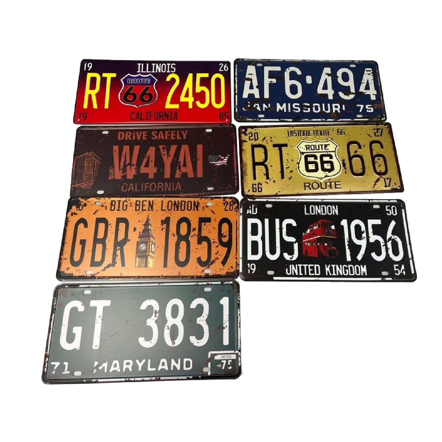 

Saki&Masa Vintage Style Number Plates Set of 7 American Antique Retro Sign Wall Decor Door Decor Interior Bar Restaurant