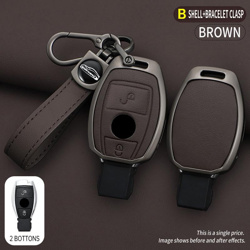 Interior Mouldings Car Zinc Alloy Leather Key Case Cover For Mercedes-Benz AMG CLS300 CLS350 S63 CLS260 W218 W219 Protection Key