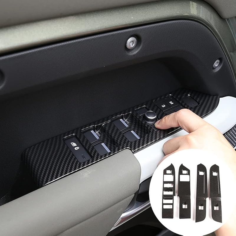 ABS Carbon Fiber Car Door Window Lift Button Cover Trim for Land Rover Defender 110 130 2020-2022