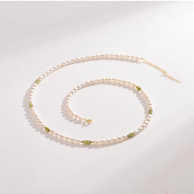 Натуральный пресноводный жемчуг, splicing, зеленый мелкий камень, ожерелье, ветряные украшения