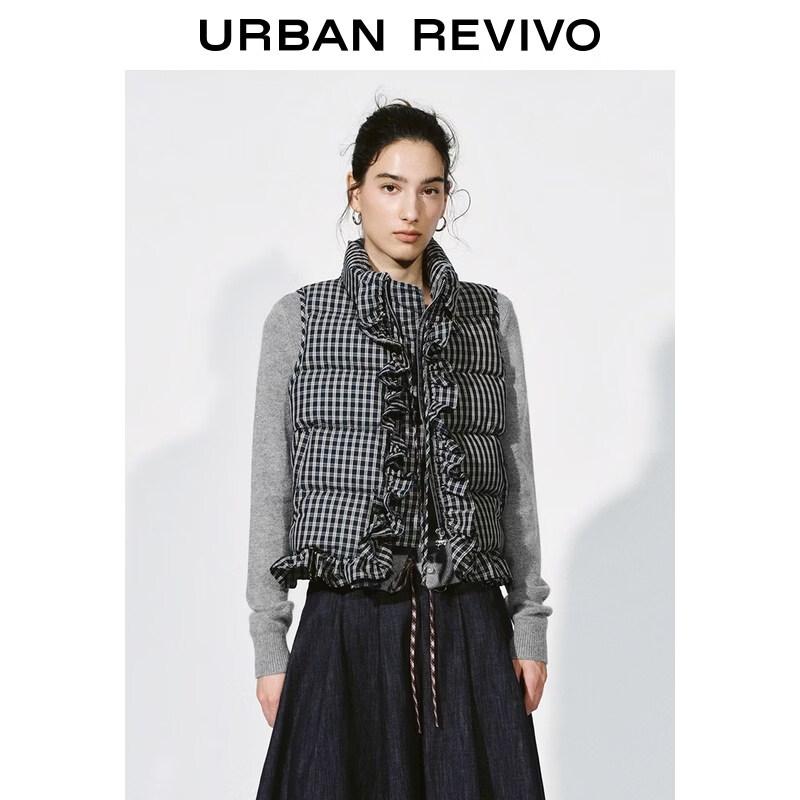 UR Women s Urban Plaid Stand-Collar Padded Jacket XS