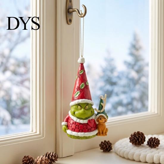 Christmas Tree Ornaments Green Elf Red Car Ornament, Acrylic Hanging Decor Holiday Party Supplies for Mirror, Funny Pendant, Home Decoration Favors