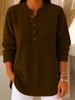 Women's Corduroy V-Neck Long Sleeve Button Front Shirt Casual Loose Fit Color Top