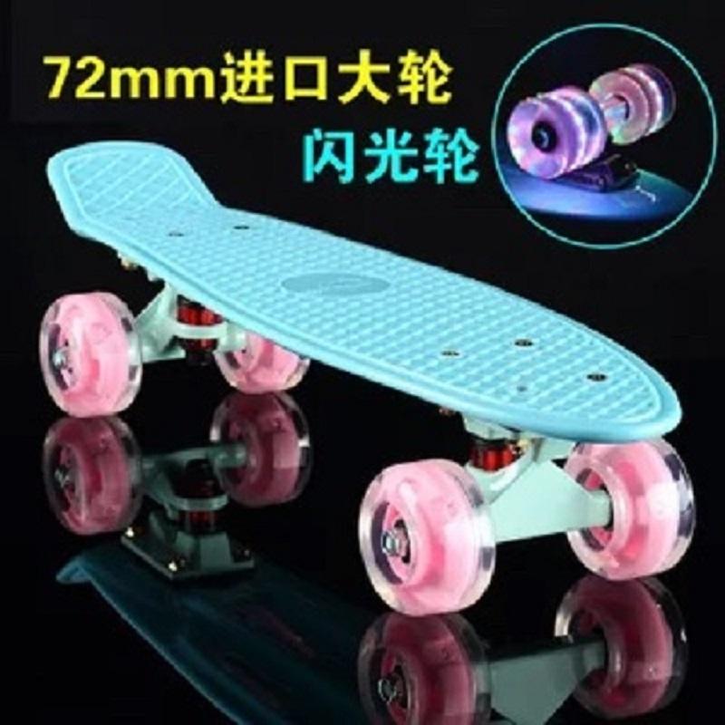 Penny Board Skateboard, Blinkande Hjul, Mini Fish Board, Stadscruiser, Retro Skate Scooter, Trendiga Kompletta Skateboards, 22"