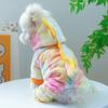 Warm Pet Dinosaur Costume Cartoon Colorful Style Flannel Dog Hoodie Thicken Comfortable Dog Jumpsuit Daily Walk