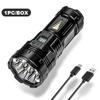 High Power Led Flashlight 7 Lamp Beads with Side Light Super Bright USB Rechargeable Tactical Torch Outdoor Camping Fishing Lamp
