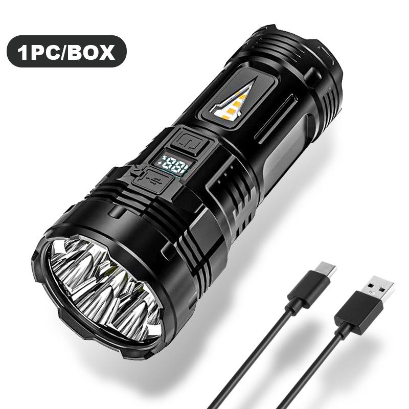 High Power Led Flashlight 7 Lamp Beads with Side Light Super Bright USB Rechargeable Tactical Torch Outdoor Camping Fishing Lamp