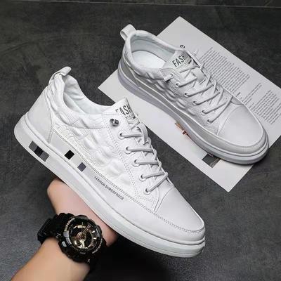 Spring Men's Shoes Fashion Trend All-match Casual Sneakers Crocodile Pattern Trendy Shoes Round Toe Small White Shoes