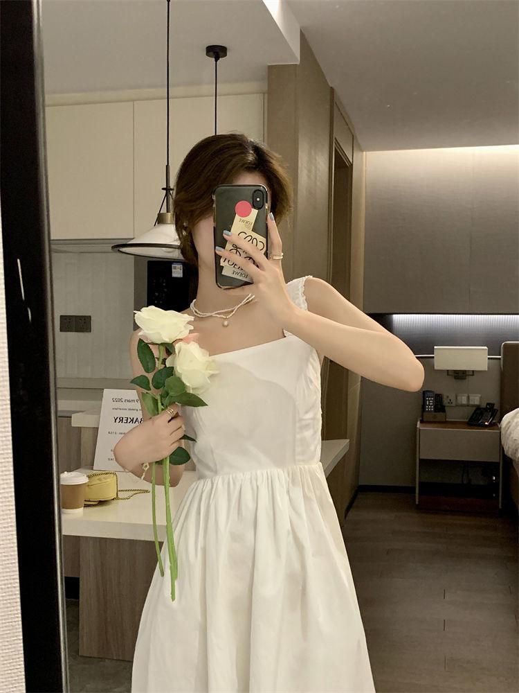 Women's 2025 Summer French Mid-Length Waist-Slimming Temperament Dress