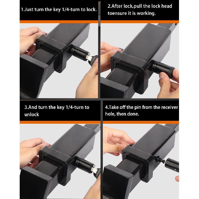 METOWARE Trailer Hitch Lock - 5/8" Dia Locking Hitch Pin, Anti-Theft Trailer Receiver Lock, Fits 2" Receiver Tubes, Class III & IV Hitch Receivers,