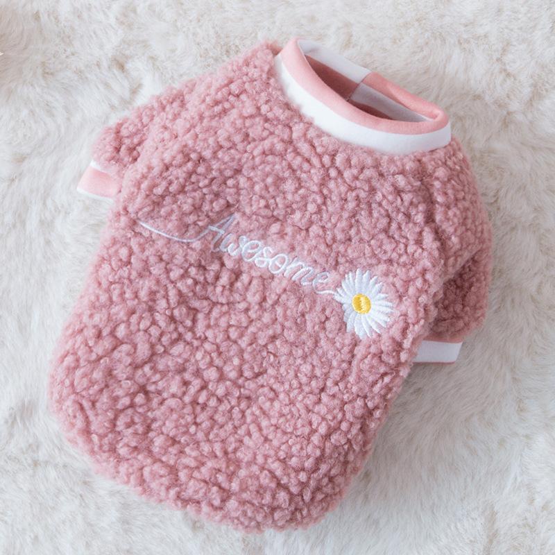 

Cat clothes New Year s festive wool grain embroidered two-legged fleece coat into kitten New Year s greetings dog pet clothing S (recommended weight 3-2.5 kg)