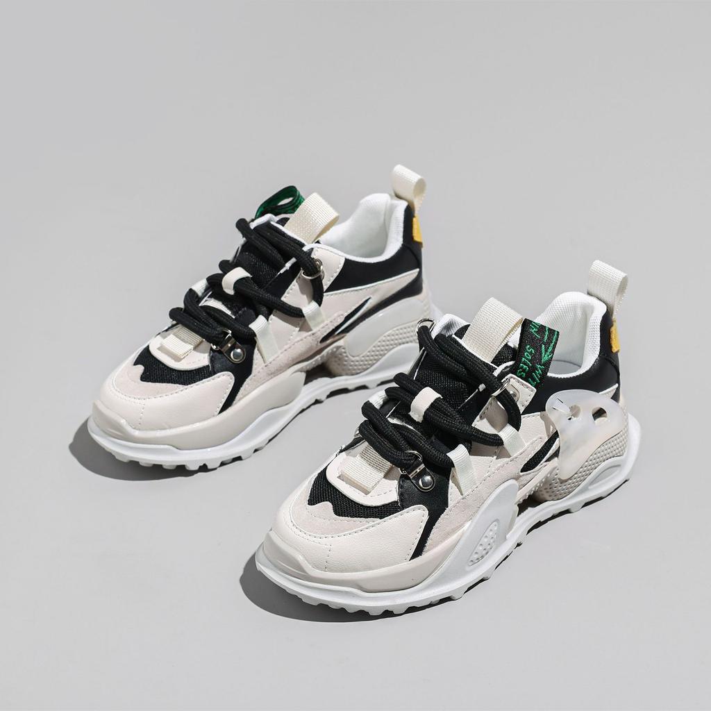 Pantofi de tată Primăvară Nou Pantofi Sport Casual din Piele cu Talpă Groasă și Talpă Joasă pentru Femei Ins Tide 2946