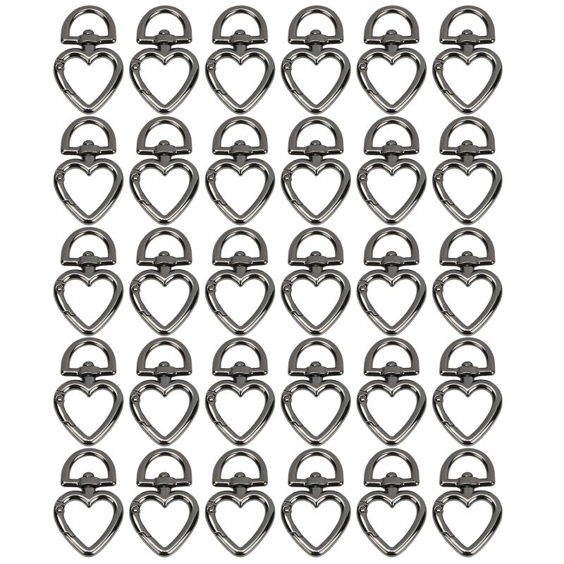

30 Pcs Heart Swivel Buckles Trigger Spring Keyring Buckle Clasps Hooks Durable чёрный