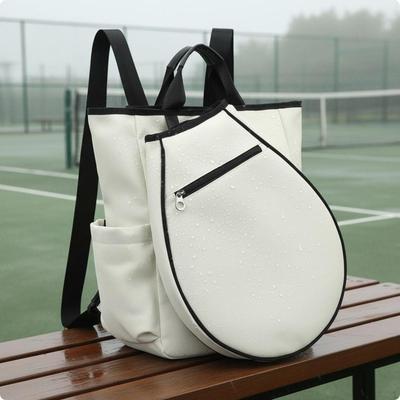 Tennis Bag Large Capacity Badminton 3 In 1 Canvas Racket Backpack White