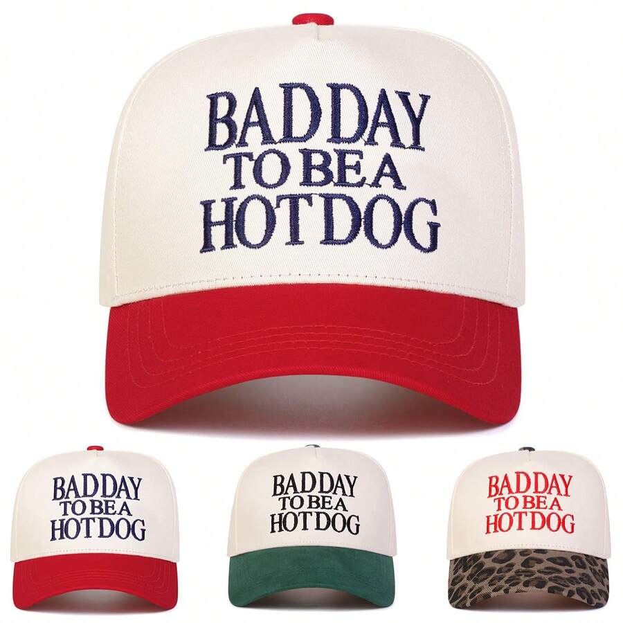 Bad Day To Be A Hotdog Embroidered Baseball Cap Unisex Casual Trucker Hat