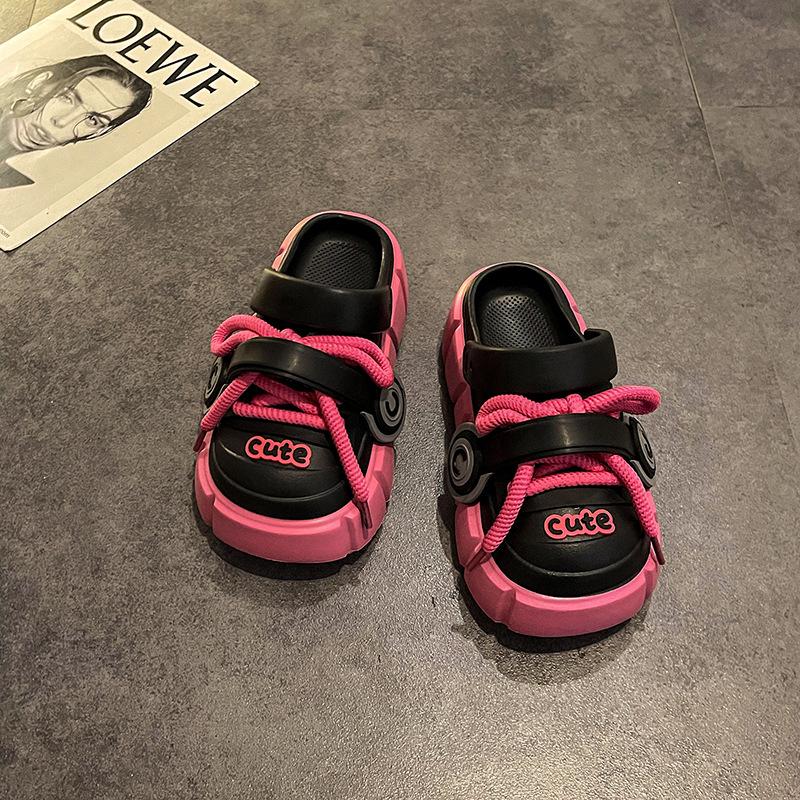 

Универсальные милые нескользящие 2025 летние модные износостойкие ЭВА трендовые уличные туфли на платформе с отверстиями 2025 прямые удобные 39-40