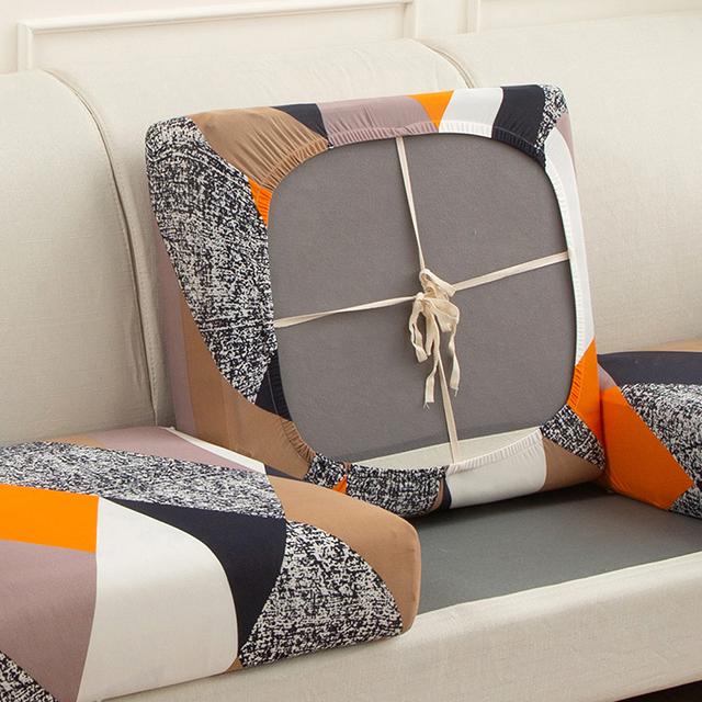Printed Elastic Sofa Seat Cushion Cover For Living Room Furniture Protector L-shaped Armchair Stretch Seat Cushion Slipcover