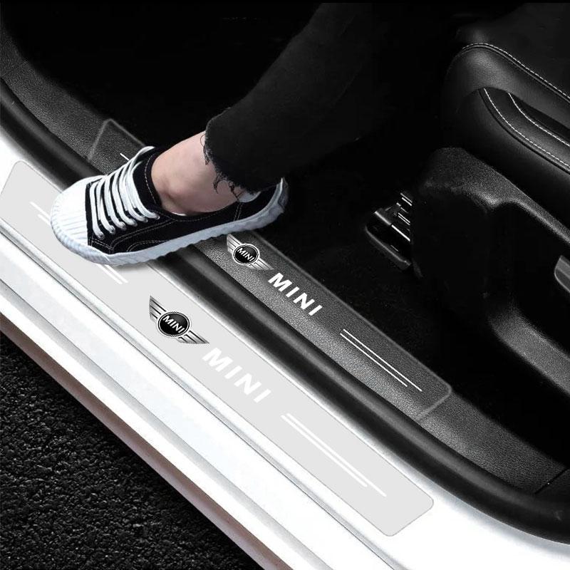 4Pcs Car Threshold Strip Transparent Sticker Decorative Badge For MINI F54 F55 F56 R56 R60 SONE Roadster Clubman Coupe