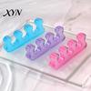 Sensitive Skin Foot Care 1 Pair Toe Separator for Overlapping Toes, 3-Hole Blue Gel Bunion Corrector, Transparent Soft SEBS Spacer Hallux Valgus,