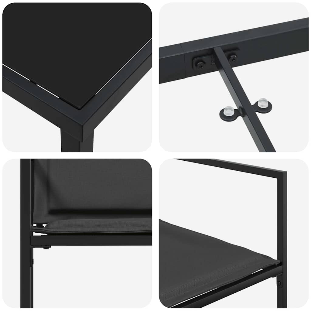 Garden Dining Set 9 pcs Black 200 x 80 x 73 cm