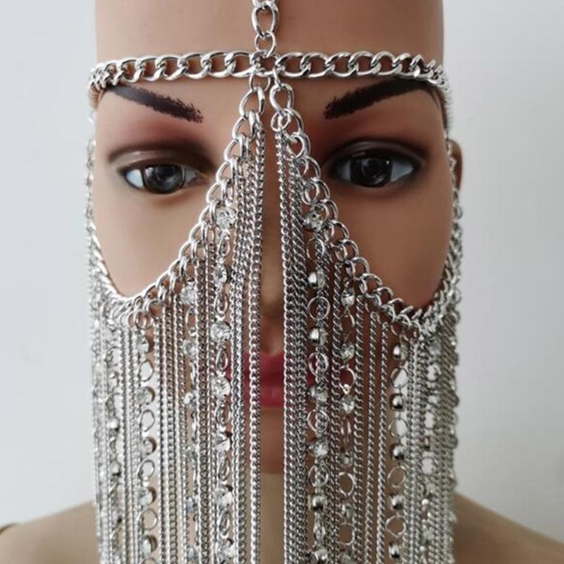 Elegant Metal Tassels Head Chain Face Covering Masquerades Party Accessory for Women Costume Parties Dressingup Supply